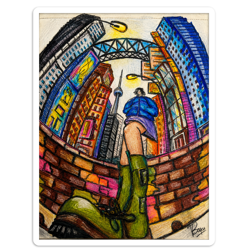 Colorful City Alley Art Sticker