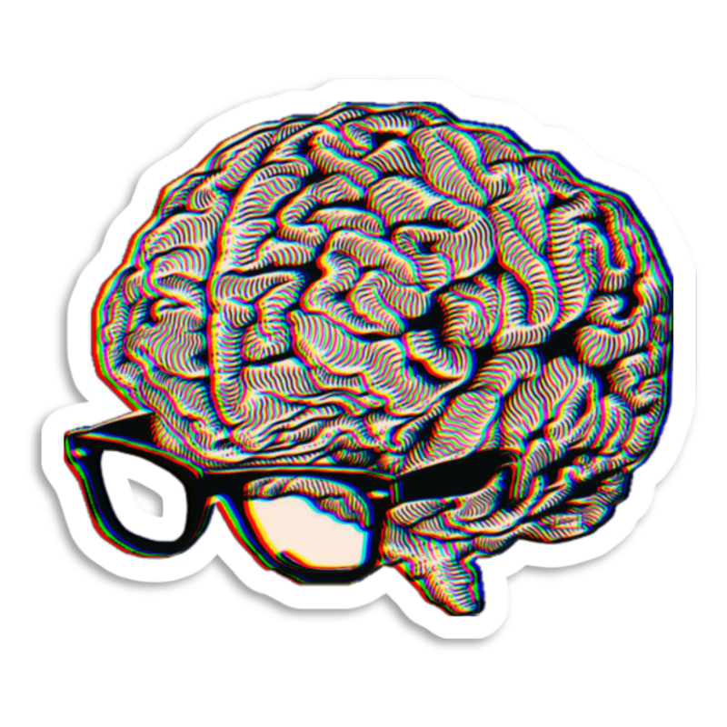 Brain With Glasses Sticker waterproof vinyl sticker