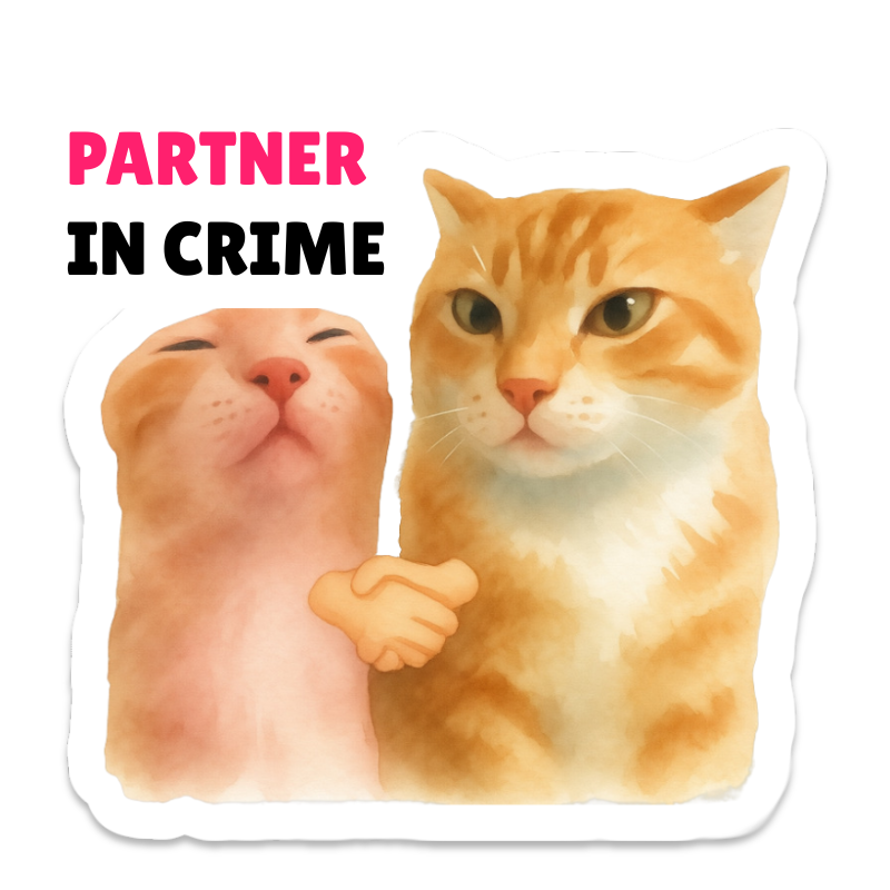 Partner In Crime Cats Sticker waterproof vinyl sticker