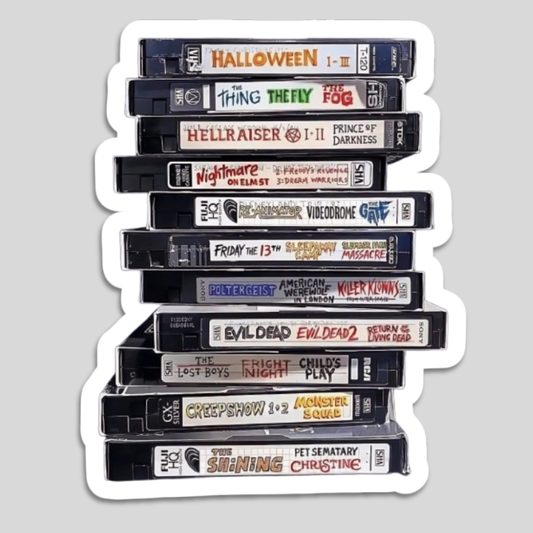 Horror VHS Collection Stack waterproof vinyl sticker