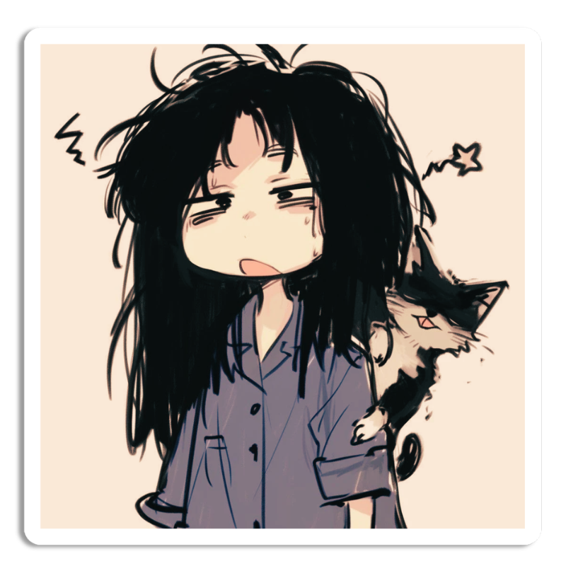 Messy Hair Girl Sticker